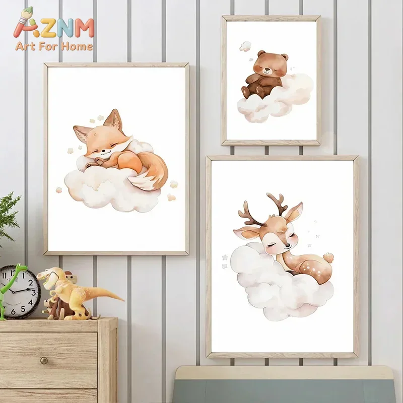 AZNM Aquarell-Schlaf-Waldtier- – Baby Nursery Frames Bewertung und Preis