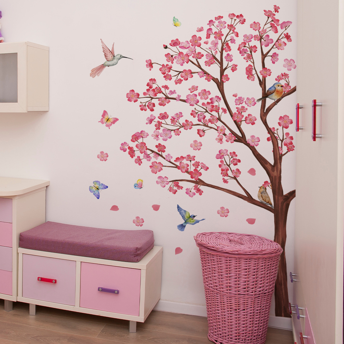 Aquarell Vogel Blume Wandaufkl – Baby Nursery Decor Girl Bewertung und Preis